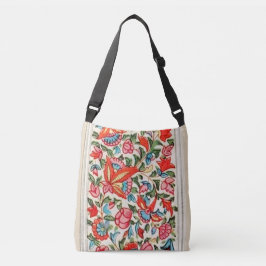 Antiek Oost-Indische felgekleurde bloemmotief Crossbody Tas