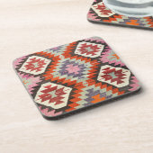 Antiek oost-Turks perzisch tapijtrood Bier Onderzetter (Linkerzijde)