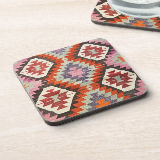 Antiek oost-Turks perzisch tapijtrood Bier Onderzetter (Linkerzijde)