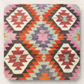 Antiek oost-Turks perzisch tapijtrood Bier Onderzetter (Voorkant)