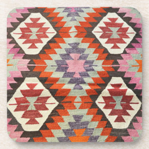 Antiek oost-Turks perzisch tapijtrood Bier Onderzetter