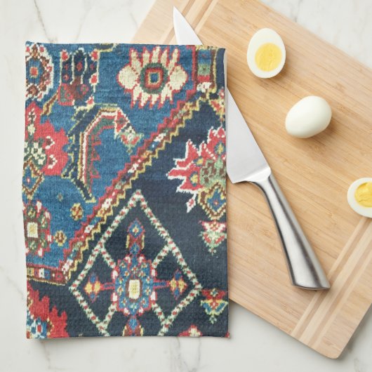 Antiek oost-Turkse Perzische Blauwe Textuur Theedoek (Quarter Fold)