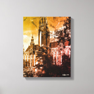 Antiek Oostenrijk Wenen Rathaus stadhuis Canvas Afdruk