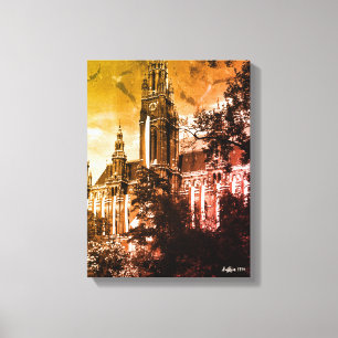 Antiek Oostenrijk Wenen Rathaus stadhuis Canvas Afdruk