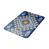Antiek  oosterblauw beige Kilim Turks Badmat (Gekanteld)