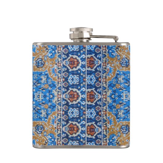 Antiek-oosterblauwTurks Perzisch tapijt Heupfles (Achterkant)