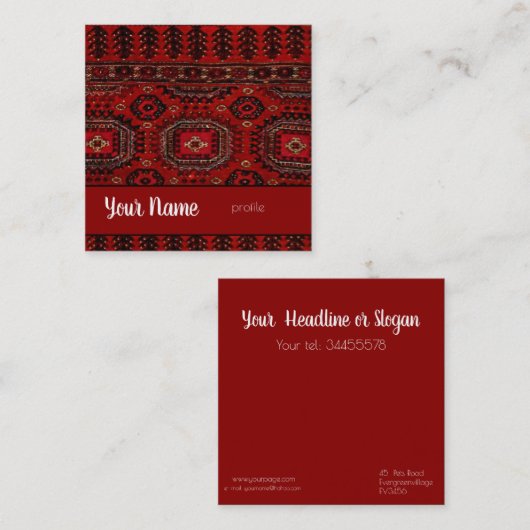 Antiek oosterend design vierkante visitekaartje (Voorkant / Achterkant)