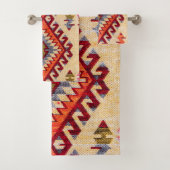 Antiek  oosterrood beige Kilim Turks Bad Handdoek (Insitu)