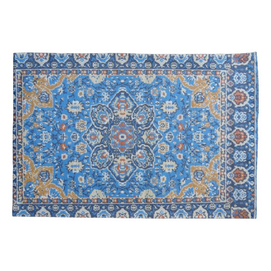 Antiek oosters blauw Perzisch Turks tapijt Kussensloop (Achterkant-Links)