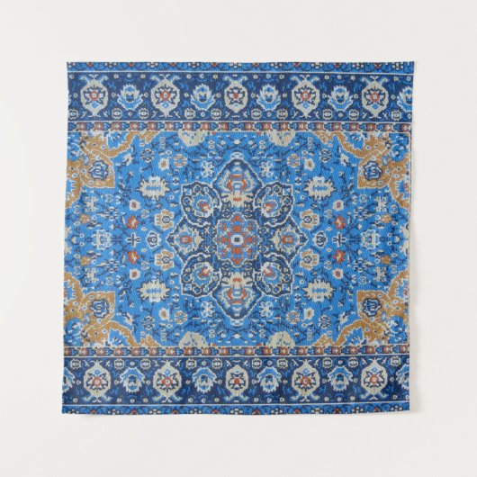 Antiek oosters blauw Turks Perzisch tapijt Wandkleed (Voorkant (horizontaal))