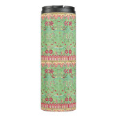 Antiek oosters bloemmotief roze groen geel thermosbeker (Achterkant)