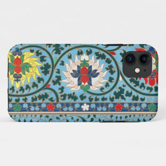 Antiek Oosters Chinees Bloemen op Sky Blue Case-Mate iPhone Case (Achterkant (horizontaal))