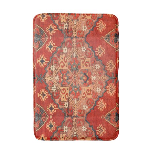 Antiek Oosters rood sinaasappel Dhurrie Kilim Tapi Badmat (Voorkant Verticaal)