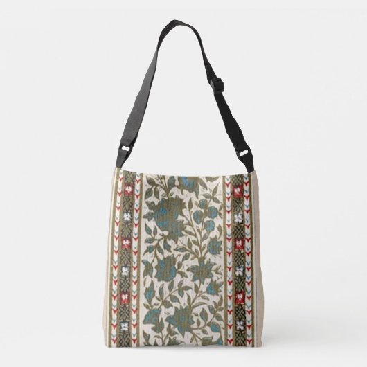 Antiek Oosters Tapijt Botanisch Patroon Crossbody Tas (Achterkant)