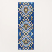 Antiek oosterse blauwe beige Turkse Kilim Rug Yogamat (Voorkant)