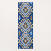 Antiek oosterse blauwe beige Turkse Kilim Rug Yogamat (Achterkant)