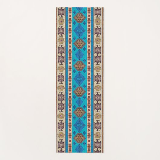 Antiek-oosterse blauwe Turkse Ottomaanse Kilim Rug Yogamat (Voorkant)