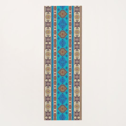 Antiek-oosterse blauwe Turkse Ottomaanse Kilim Rug Yogamat (Achterkant)