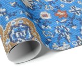 Antiek-oosterse blauwe Turkse tapijtschelp Cadeaupapier (Rol Hoek)