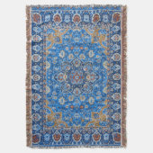 Antiek-oosterse blauwe Turkse tapijtschelp Deken (Voorkant Verticaal)