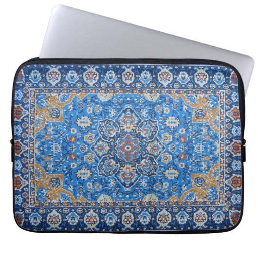 Antiek-oosterse blauwe Turkse tapijtschelp Laptop Sleeve (Voorkant)