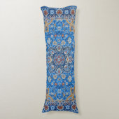 Antiek-oosterse blauwe Turkse tapijtschelp Lichaamskussen (Voorkant Verticaal)