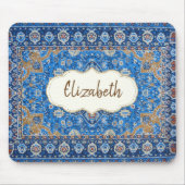 Antiek-oosterse blauwe Turkse tapijtschelp Muismat (Voorkant)