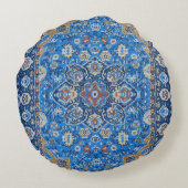 Antiek-oosterse blauwe Turkse tapijtschelp Rond Kussen (Achterkant)