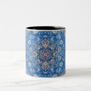 Antiek-oosterse blauwe Turkse tapijtschelp Tweekleurige Koffiemok