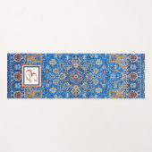 Antiek-oosterse blauwe Turkse tapijtschelp Yogamat (Voorkant (horizontaal))