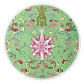 Antiek Oosterse Bloemen Keramische Knop (Voorkant)