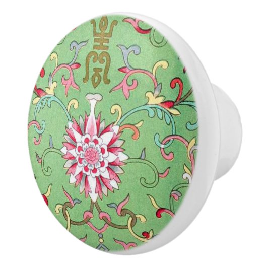 Antiek Oosterse Bloemen Keramische Knop (Rechts)