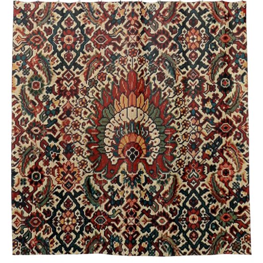 Antiek-oosterse Perzische tapijtschelp Douchegordijn (Voorkant)