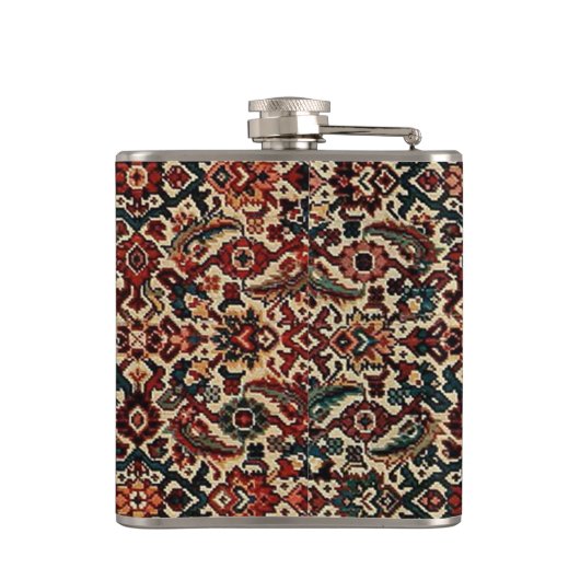 Antiek-oosterse Perzische tapijtschelp Heupfles (Achterkant)