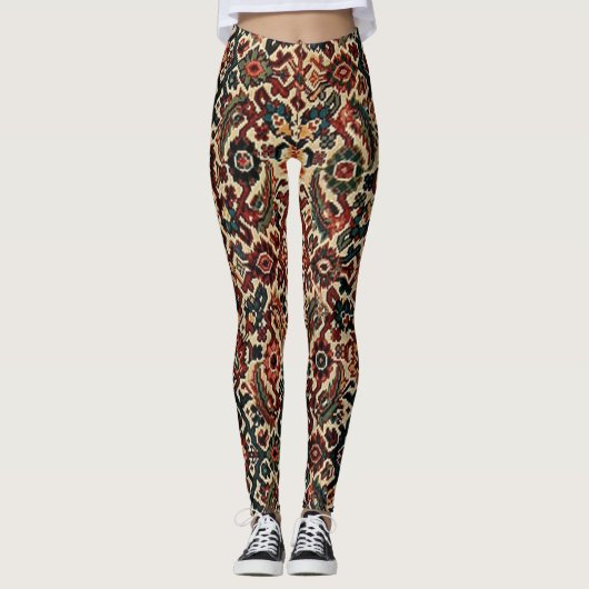 Antiek-oosterse Perzische tapijtschelp Leggings (Voorkant)