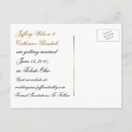 Antiek op zoek Bewaar de datum postkaart Aankondigingskaart (Achterkant)