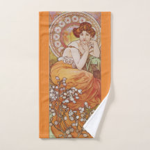 Antiek Oranje Art Nouveau Mucha Topaz Dame