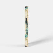 Antiek Oranje Blauw Bloemmotief Vervagende Ephemer iPhone Hoesje (Rechterkant)