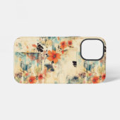 Antiek Oranje Blauw Bloemmotief Vervagende Ephemer iPhone Hoesje (Achterkant horizontaal)