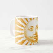 Antiek  Oranje Zon Gezicht Koffiemok (Voorkant links)
