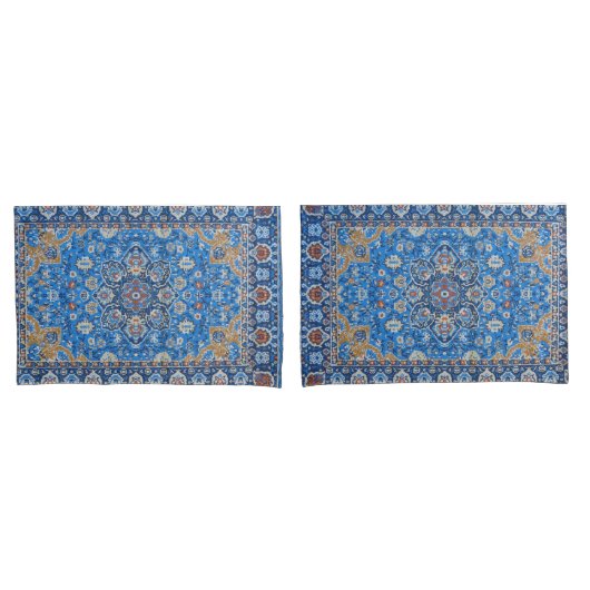 Antiek Oriëntaals Blauw Perzisch Turks Tapijt Kussensloop (Voorkant-Set)