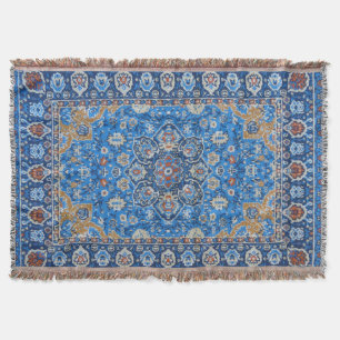 Antiek Oriëntaals Blauw Turks Perzisch Tapijt Vloe Deken