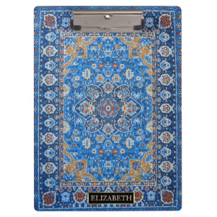 Antiek Oriëntaals Blauw Turks Perzisch Tapijt Vloe Klembord