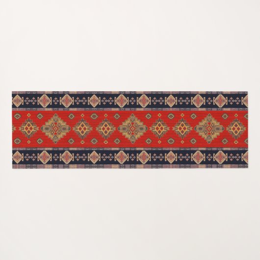 Antiek-Oriental Chili Red Black Turkse Kilim Rug Yogamat (Achterkant (horizontaal))