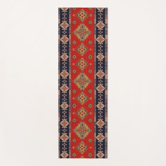 Antiek-Oriental Chili Red Black Turkse Kilim Rug Yogamat (Voorkant)