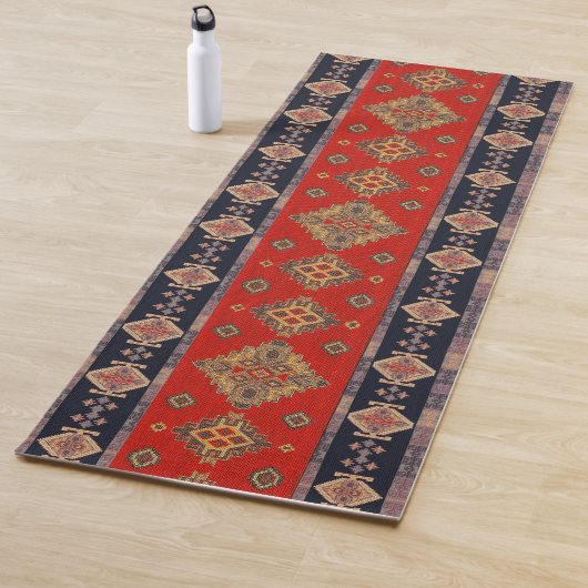 Antiek-Oriental Chili Red Black Turkse Kilim Rug Yogamat (In situ)