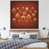Antiek orn Kunst geïllustreerde eikels Canvas Afdruk (Insitu (Slaapkamer))