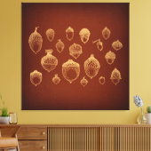 Antiek orn Kunst geïllustreerde eikels Canvas Afdruk (Insitu (Woonkamer))