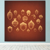 Antiek orn Kunst geïllustreerde eikels Canvas Afdruk (Insitu (Houten vloer))