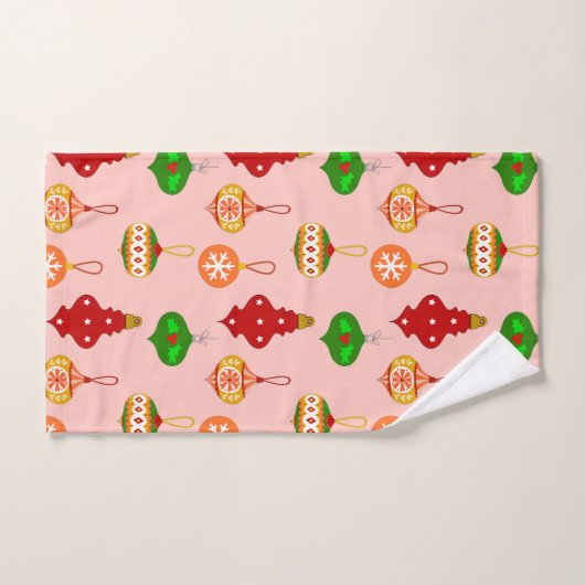 Antiek Ornament Patroon in rood, groen en roze Bad Handdoek (Handdoek)